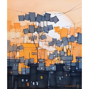 Salman Farooqi, 20 x 24 Inch, Acrylic on Canvas, Cityscape Painting, AC-SF-470